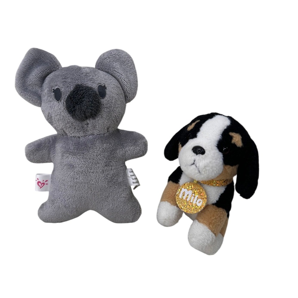 Justice Gund Plush Koala Dog Milo Stuffed Animal Toy Lot Grey Tricolor Lovey 6in